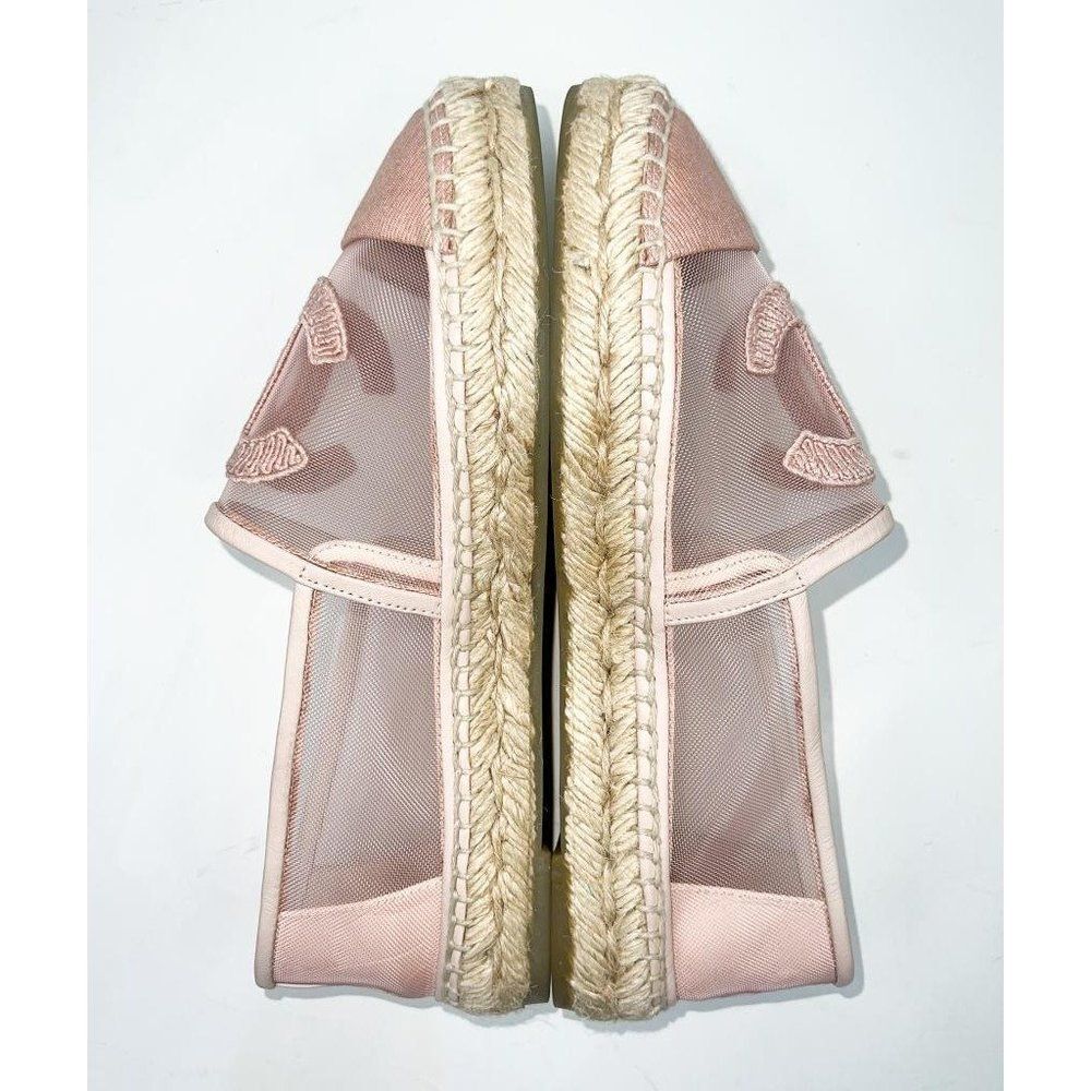 CHANEL Grosgrain Light Pink Mesh CC Logo Pink Cap Toe Flat Espadrilles Size EU37 - Picture 7 of 13